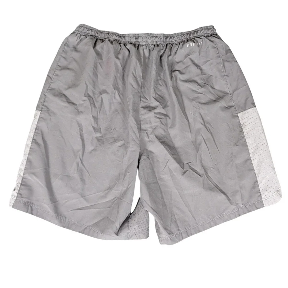 Nike Dri-FIT Mens Running Shorts Grey Mesh Side Panels Reflective Swoosh Logo